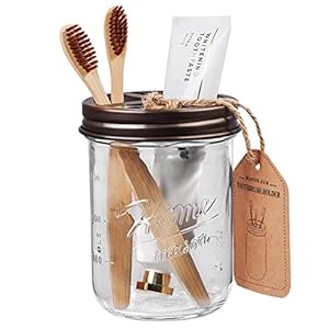 SheeChung Mason Jar Toothbrush Holders, Bathroom Accessories, Bathroom Essentials, Bathroom Organizers and Storage, Bathroom Countertop Organizer, Glass Toothbrush Holders for Bathroom-Bronze SheeChung Mason Jar Toothbrush Holders Bathroom Accessories Bathroom Essentials Bathroom Organizers and Storage Bathroom Countertop Organizer Glass Toothbrush Holders for Bathroom Bronze