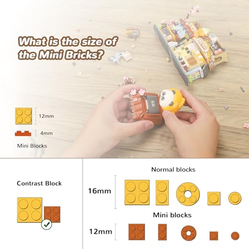 Image of Japanese Street View Taiyaki Shop Mini Building Blocks, MOC Creative Building Toys Cute Panda Building Set for Kids 6-12, Simulation Architecture Construction Toy, Gift Idea for Kids Adults (858 PCS)