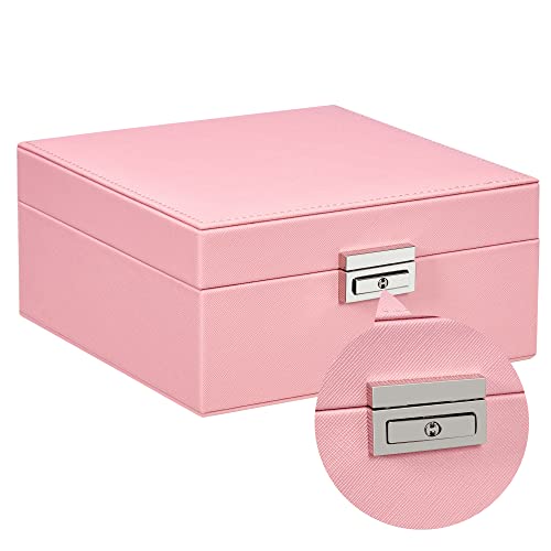 Bewishome Jewelry Box For Girls Women, Jewelry Organizer Box Valentines Day Gifts For Women Ladies, Girls Earring Storage Box Jewelry Case With Removable Tray For Necklace Earrings Rings, Pink Ssh58F #TOP6
