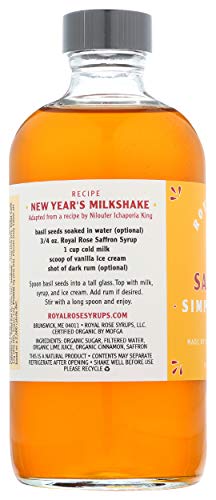 ROYAL ROSE Organic Simple Saffron Syrup, 8 FZ