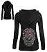 Sugar Skull Rhinestone Zipper Hoodie Black S-XL Juniors