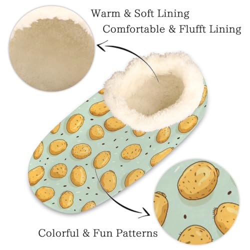 Cute Potato Slippers for Women Slipper Socks Soft Fuzzy House Slippers Shoes for Indoor Bedroom, Winter Cozy Christmas Gifts, Potato Pattern2