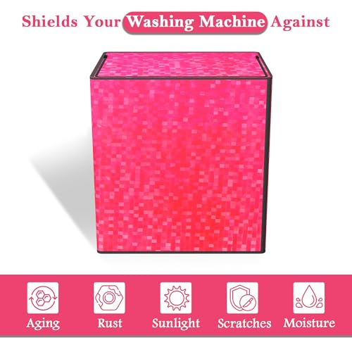 Image of Kuber Industries PVC Washing Machine Cover Semi Automatic | Dustproof Washing Machine Cover Top Load - Ideal for 6 Kg, 6.5 Kg, 7 Kg | Check Design - Pink