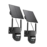 3-Link Solar Security Cameras Wireless Outdoor 2 Packs, Color Night Vision, SD/Cloud Storage, 2-Way Talk, 2.4GHz WiFi, IP65 Waterproof, 360° View
