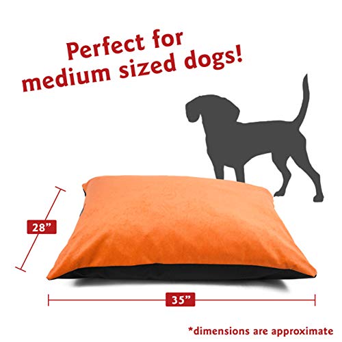 Image of Majestic Pet Rectangle Medium Dog Bed Washable - Non Slip Comfy Pet Bed - Dog Crate Bed Super Value Pillow Dog Bed - Dog Kennel Bed for Sleeping - Dog Bed Medium Breed 35 x 28 Inch - Villa Orange