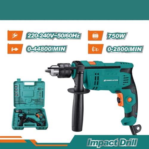 Image of Sulfar Power Action Power Action ID750-C Heavy Duty Tool Kit Wall Drilling Machine for Home use Impact Drill Machines /Hammer Drill 750W 220V, 50Hz, Chuck Size: 13mm, No-Load Speed 0-2800 /min