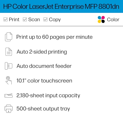hp color laserjet enterprise 8801dn multifunction printer scanner copier duplex best for office 9s184a