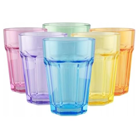 simpa 6PC Rainbow Retro Drinking Glass Set Cover