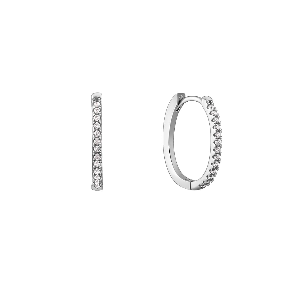 925 Silver Rose Gold 18k gold Plated Zircon Hoop Earrings Semi Hoops | Gifts for Women & Girls