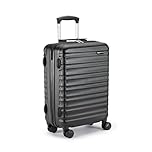 Amazon Basics Trolley Cabina - Bagaglio Rigido ABS Approvato Ryanair, Resistente ai Graffi, Leggero - 55 x 40 x 20 cm - Nero