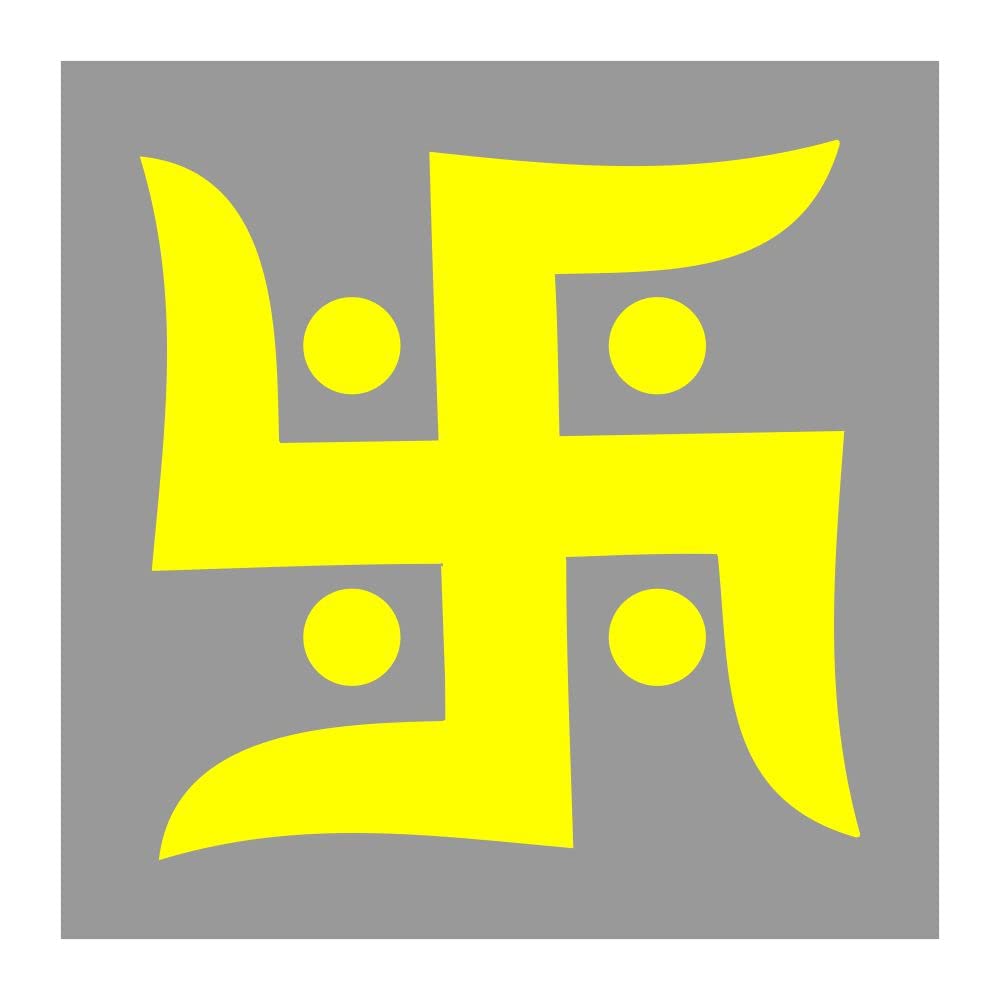 decalbazaar Vinyl Swastik Simple Glossy Wall Glass Vehicle Sticker 10 x 10 Inches Yellow