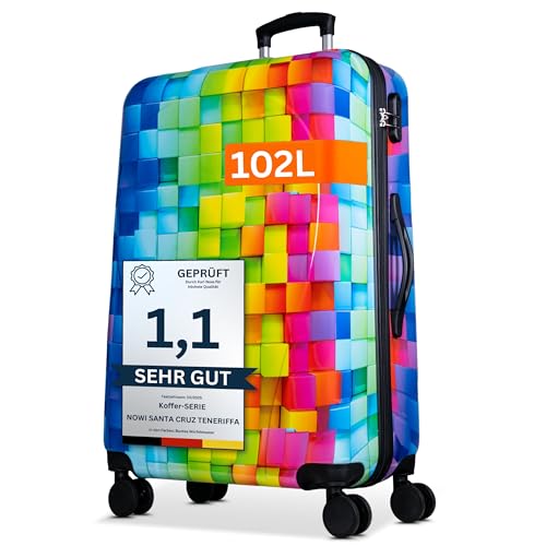 NOWI Hartschalenkoffer XL Groß - 100L Volumen - 158cm Gurtmaß - 8 Rollen 360° drehbar - Leichter Koffer mit Zahlenschloss & Teleskopgestänge - Reisekoffer mit Rollen, Trolley (XL)