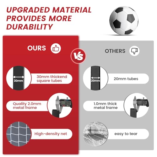 Soccer Goal, 12X6FT Soccer Net Easy Setup, Portable Soccer Goals for Backyard with Upgraded Collapsible Metal Base, Outdoor Indoor Soccer Goal Net for Practice with Carry Bag