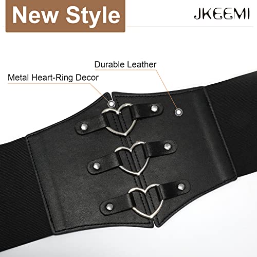 Women Corset Belt Metal O-Ring Heart-Ring Wide Elastic Waspie Waist Belt for Daily Cosplay Halloween Costumes3