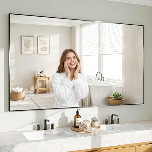 Image of Koonmi Black Mirrors for Wall, 36x60 Inch Bathroom Mirror, Rectangular Wall Mirror for Living Room Bedroom Bathroom, Hangs Horizontally or Vertically