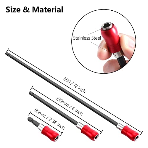 Seonfook 3 Pieces Drill Bit Holder 1/4 Inch Hex Shank Extension Set Power Drill Bits Quick Change Chuck Adapter Magnetic Screwdriver Holders Kit For Impact Driver #TOP1