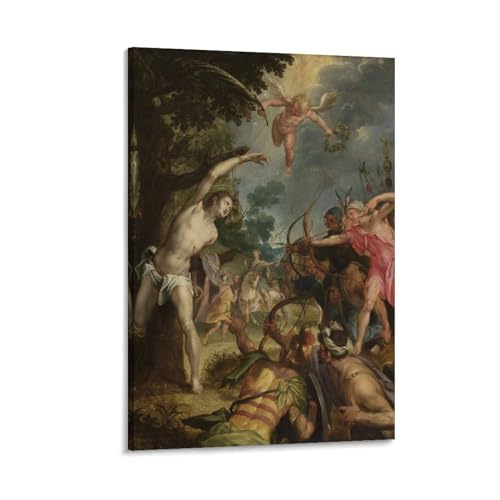 PURRCOCO Póster de arte de pared con el martirio de San Sebastián Hans Von Aquisgrán para pared, póster impreso, obras de arte, decoración de habitación, 30 x 45 cm