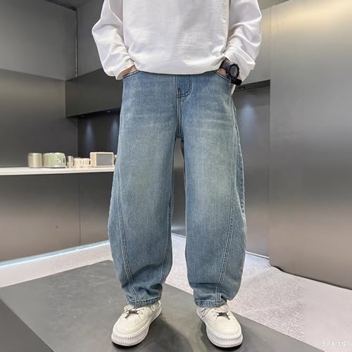 Boys Baggy Wide Leg Jean 𝐒tretch Loose High Waisted Pant Youth Fall Washed Straight Casual Denim Trouse with Pokets4