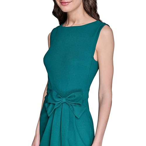 Image of Karl Lagerfeld Women's Lined Arm Trim Scuba Crepe Sheath Dress