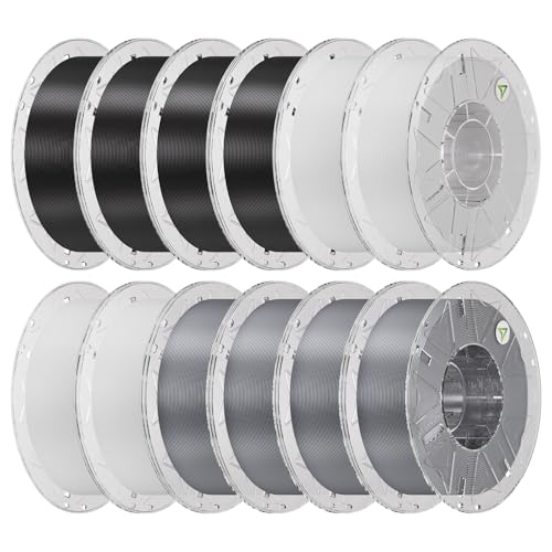 Image of Creality Hyper PLA Filament Bundle 12KG, RFID 3D Printer Filament PLA 1.75mm for High Speed 30-600mm /s, Support CFS, Fits for Most 3D Printers (Black&White&Grey)