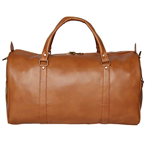 Image of RICHSIGN Leather Accessories 24 litres Duffle Bags for Men Travel-(TAN) (Weight-1 KG /1000 GR)(Dimension = H- 12 x L- 20 x W- 8 Inch)