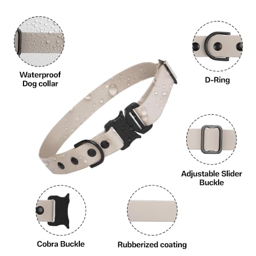 Image of Adil's Biothane Waterproof Dog Collar, Dog Leash & Collar Leash Combo | Heavy Duty TPU Coated Webbing | Adjustable Quick Release Buckle | Odour Resistant (White, L-22, Collar only)