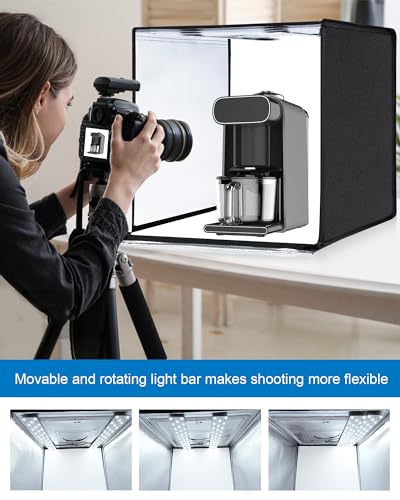 PULUZ Light Box Photography, 24x24 inch Large Photo Studio Light Box, Professional Dimmable Photo Booth with 120 LED Lights & 6 Backdrops for Jewelry and Food Items Product Photography