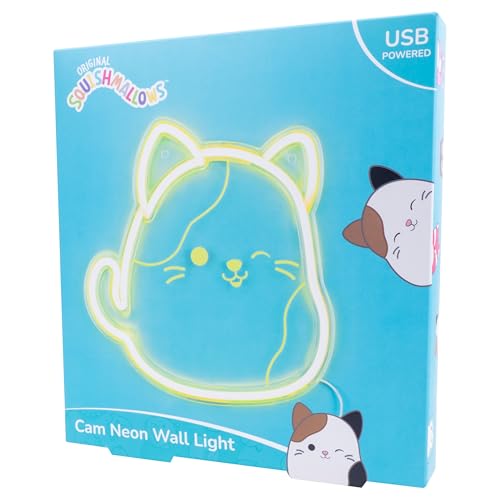 Image of Fizz Creations Squishmallows Cam The Cat Neon Wall Light | Officially Licensed Squishmallows Merchandise | USB Powered | Vibrant Yellow Neon Light | Wall Mount Options