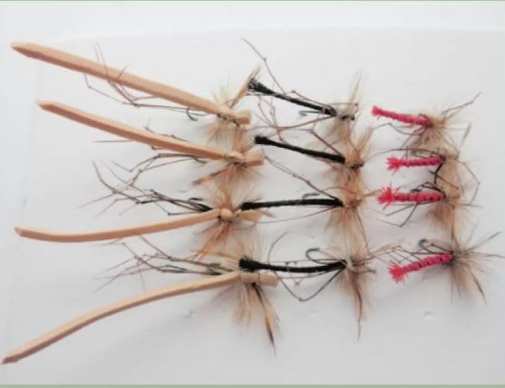 12 BARBLESS Daddys, Detached and Foam, size 10, daddy long legs trout flies