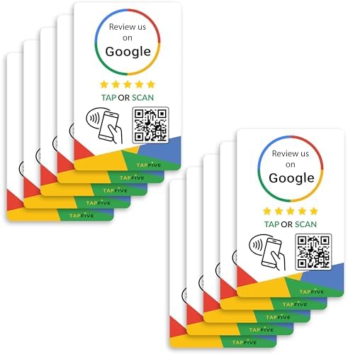 Google Review Tap Cards (10-Pack) by TapFive - Tap for Instant Re...