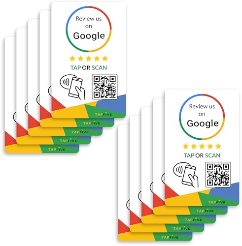 Google Review Tap Cards (10-Pack) by TapFive - Tap for Instant Re...