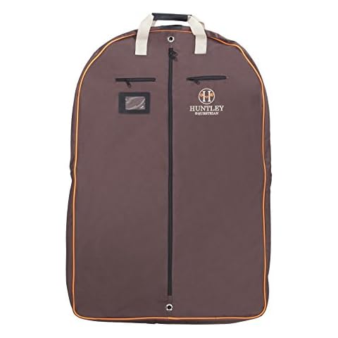 Huntley Equestrian 02019 Deluxe Travel Carry On Garment Bag Zipper Closure Cover Travel Business Beautiful Finish to Traveling Equestrian Bag Collection - Brown Cover