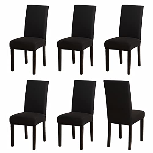 Sufdari Chair Covers 6 Black,Stretch Dining Chair Covers