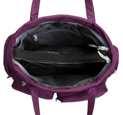 Image of Lusive's Double Pocket Handbag for Women: Stylish, Ideal Companion for Work, Travel, Polyester Material, Spacious 10-liter Capacity, 6 Pockets. (Black & Grey)