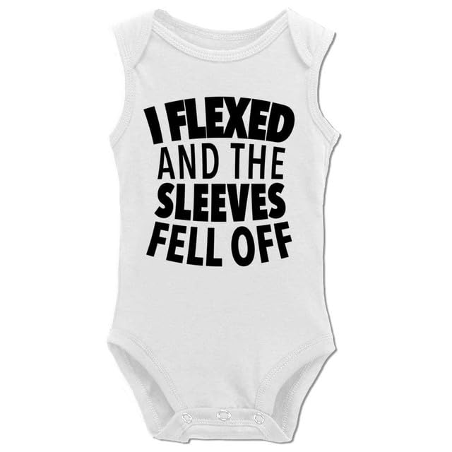 Image of I Flexed and The Sleeves Fell Off Novetly Newborn Baby Jumpsuit Sleeveless
