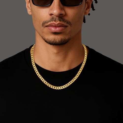 Mens Gold Chain 6mm Cuban Link Chain for Men 14K Gold Necklaces Unisex 20 Inch2