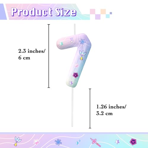Image of Pink Number 7 Birthday Candles, Cartoon Themed Cake Toppers for Boys Girls Cake Decorations, Birthday Decorations Party Supplies, Number Candles for Party Decor