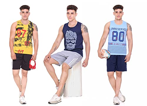 Image of Sleeveless Vest for Men || Tank Top Sando || Workout Tshirts || Sports Vest || Goa Beach Wear Swimming T-Shirt || Running Tops || Gym Vest for Men || Pack of 3 ||