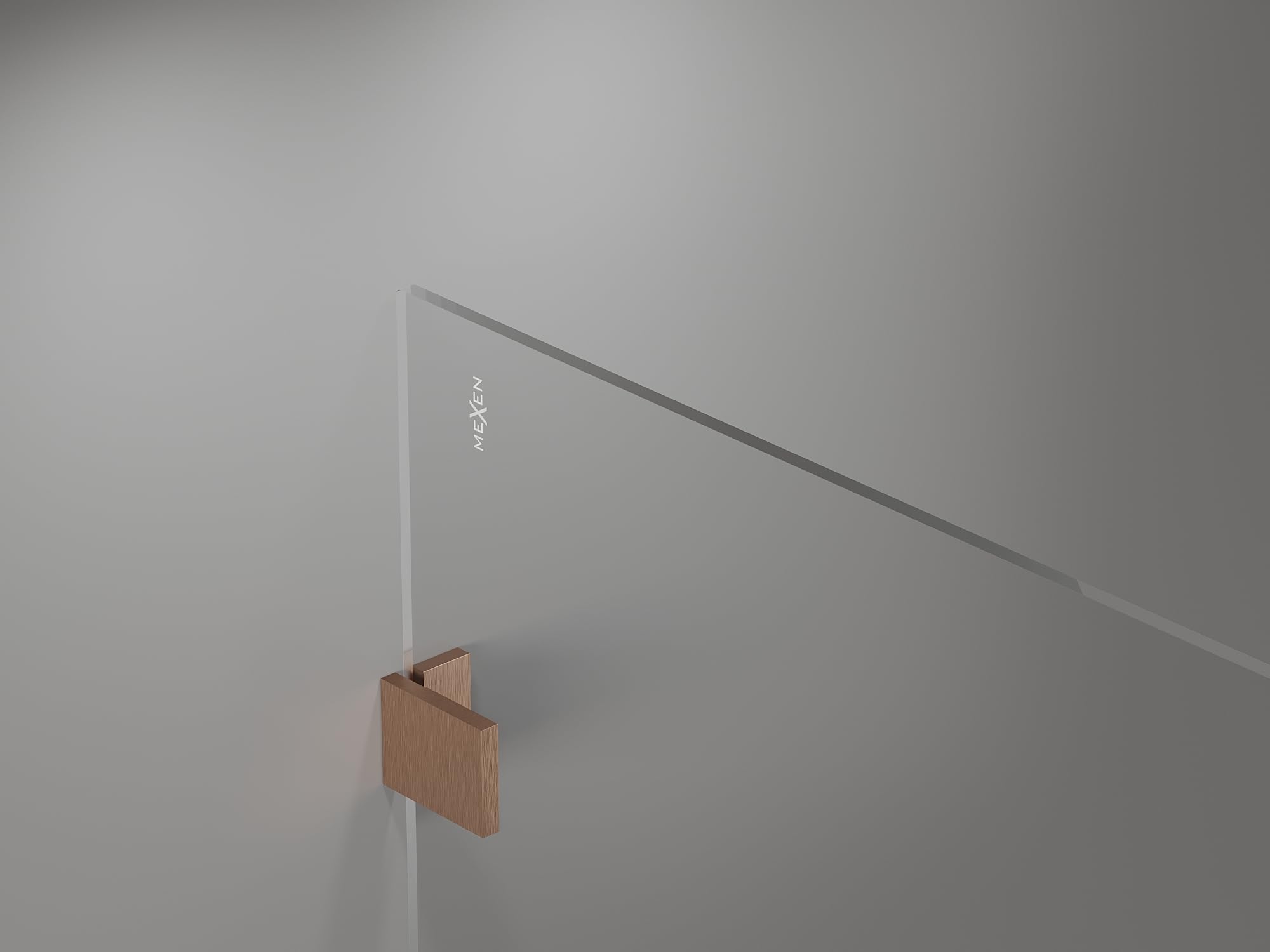 Mexen Lunar Parete Doccia Walk-In Destro 70x200 Trasparente 8mm Rame Spazzolato