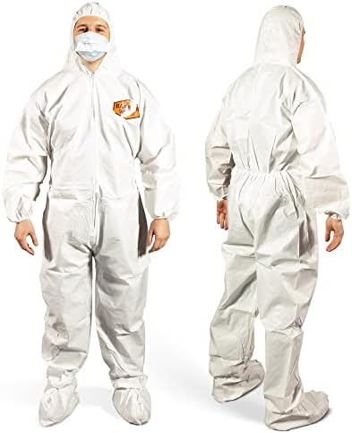 Quest Barrierwear Disposable Coveralls for Light Splash and Dry Environments - PPE White Hazmat Suit - Single Pack, 4XL
