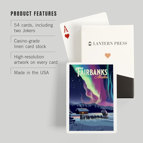 Lantern Press Fairbanks Alaska Naipes Póker 52 cartas miniatura 3