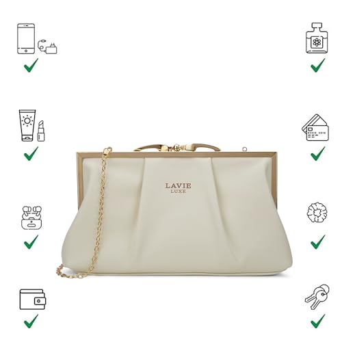 Image of Lavie Luxe Women's Pleato 2-Compartment Frame Cross Body Sling Bag | Ladies Purse Handbag | Gift for Women