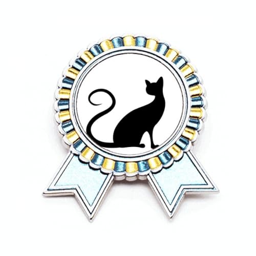 Broche chat noir élégante en métal taille M à offrir aux passionnés d'animaux