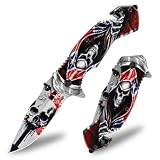 3.34 Inch Folding Pocket Knife, 3D Printed Skull & Skeleton Design, Outdoor Camping Utility Cutter...