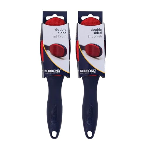 KORBOND Double Sided Lint Remover Brush - Pack of 2 - Reusable Lint Brush for Clothes and Furniture - Effective Cleaning - 23.5 x 5.6 x 2.2 cm