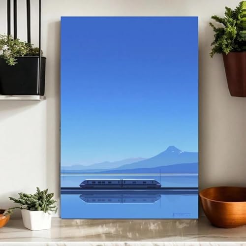 Toile bleue minimaliste 21x30 cm affiche d'art mural moderne pour décoration de maison