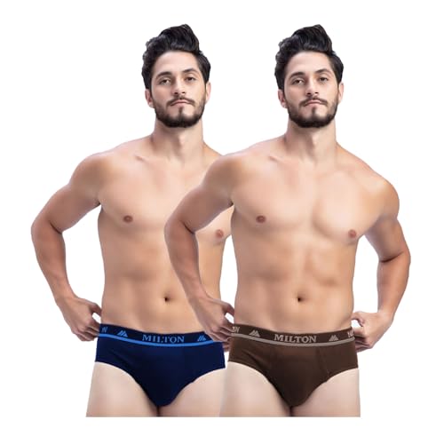 Image of Milton Mens Pure Cotton Solid Briefs|Soft Breathable Underwear for Men|Outer Elastic Comfort Fit Waistband|Skin-Friendly Essentials|Multi-Color, Color Name May Vary as per Availability|Pack of 2