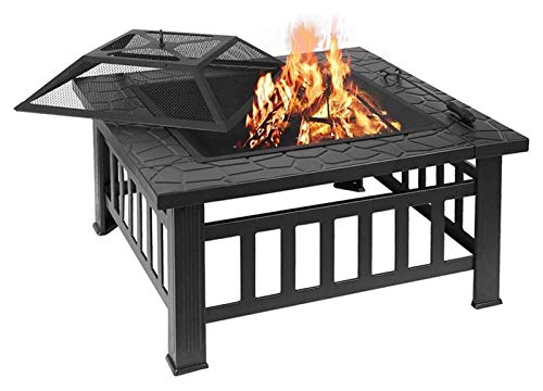 Hoguera de metal para exteriores con pantalla de chispas de malla para patio, playa, picnic, camping