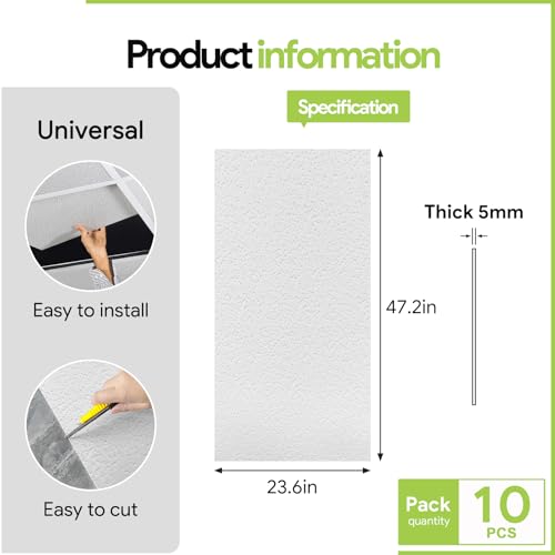 2ft x 4ft Drop Ceiling Tiles，Printed Pro Ceiling Tiles 24 x 48in. Waterproof, Washable and Fire-Rated - Reusable - High-Grade PVC to Prevent Breakage-Cover 80 Sq. Ft-Package of 10 Tiles by Noooza - Image 2