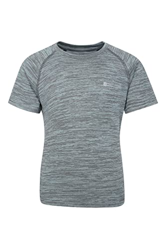 Mountain Warehouse Plain Field Kids Tee - Lightweight T-Shirt, Breathable Top, High Wicking - for Spring Summer & Travel Grey (01) Kids Size 9-10 Years